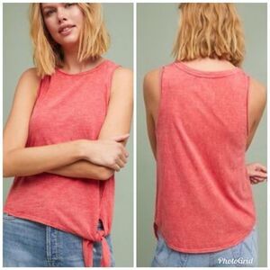 MAEVE Knotted Tank Top Sleeveless Side Tie‎ Burnout Anthro Faded Red XS New